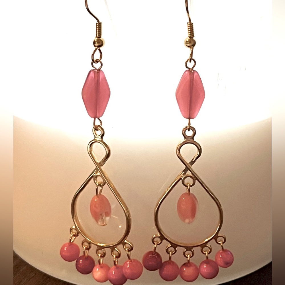 Handmade pink dangle earrings